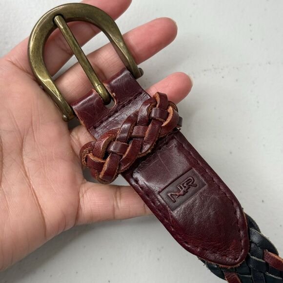 Vtg Womens Belt 100% Leather Woven Braided Adjustable Size M Multicolor Boho - Picture 4 of 9